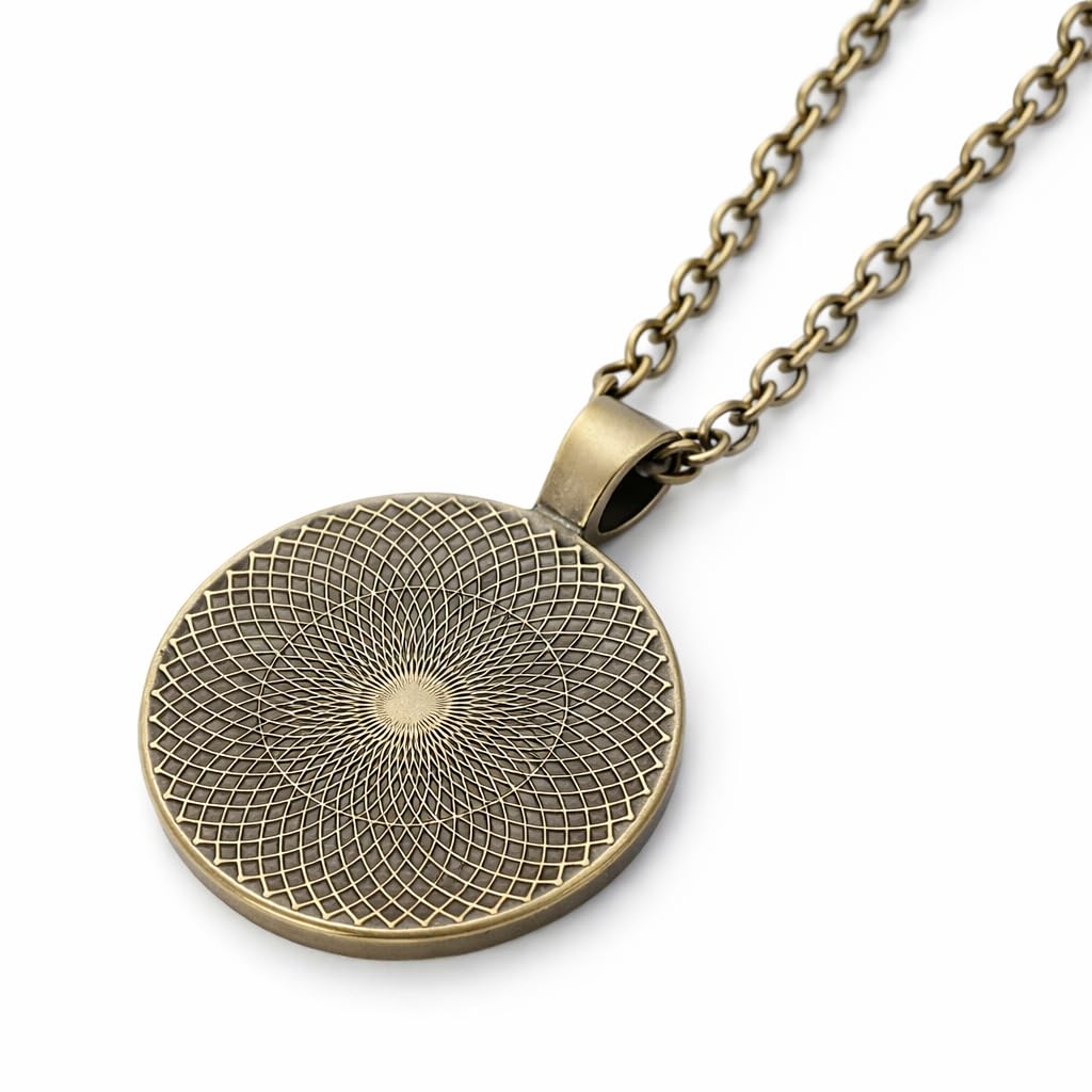 1pc Stunning Round Pendant Necklace - Unique Sun & Moon Pattern, Oil Painting Style Glass Mosaic, Alloy Construction, Trendy Sweater Chain, Fashionable Gift for Women - Christmas or Birthday Gift