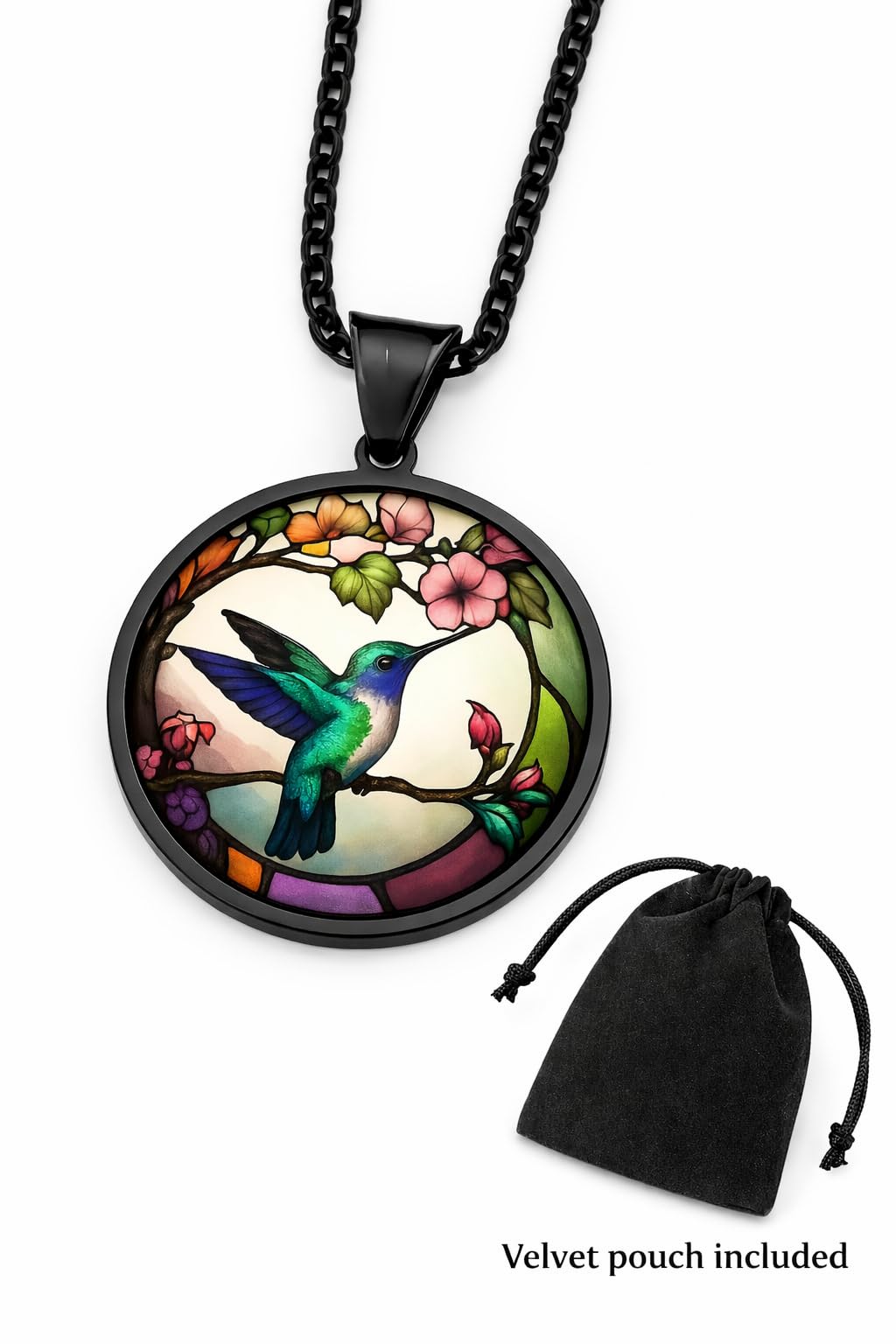 SUPAC Stunning Hummingbird Pendant Necklace - Two Humming Birds Searching for Flower - Fashionable Alloy Jewelry with Delicate Details - Birthday, Party, Gift Idea for Her
