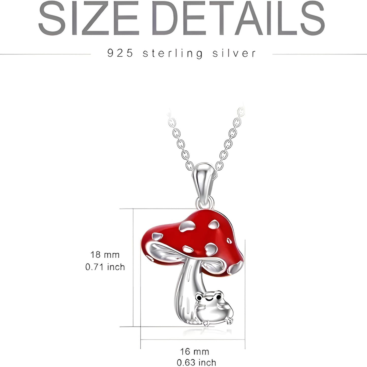 SUPAC Stainless Steel Mushroom Frog Pendant Necklace, 0.71 x 0.63 inch - Frog Lovers' Gift