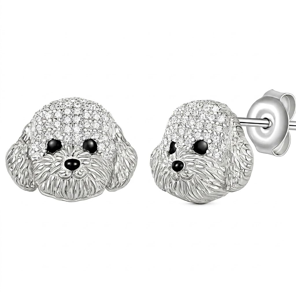 Dog Lovers' Earrings, Different Dog Breed Stud Earrings with Crystals, Rose Gold and Silver Tone - Party, Birthday, or Christmas Gift