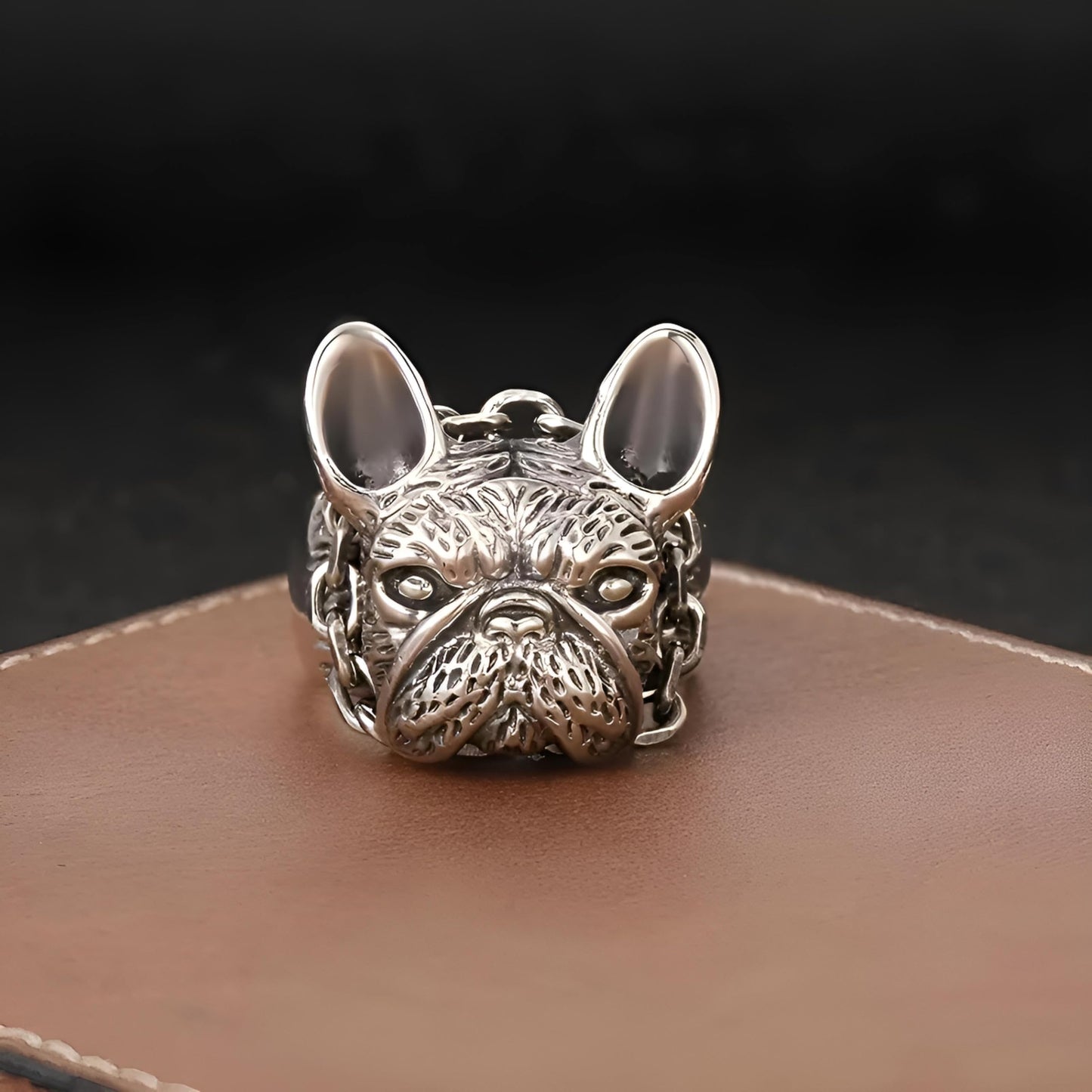 Adjustable Silver Bull Dog Ring, Stainless Steel - Bulldog Jewelry Gift , Fashion Jewelry