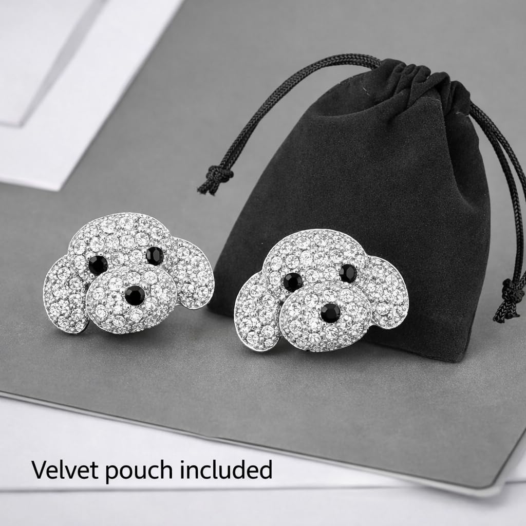 Dog Lovers' Earrings, Different Dog Breed Stud Earrings with Crystals, Rose Gold and Silver Tone - Party, Birthday, or Christmas Gift