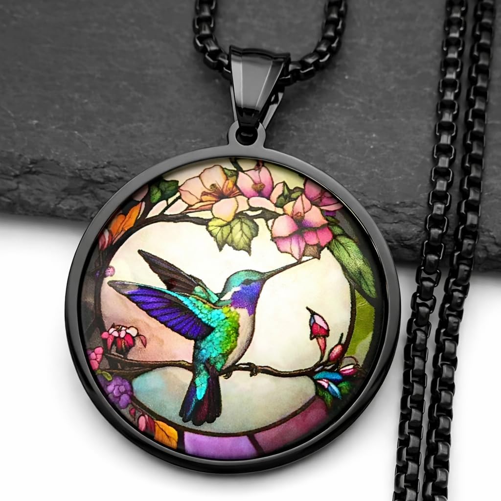 SUPAC Stunning Hummingbird Pendant Necklace - Two Humming Birds Searching for Flower - Fashionable Alloy Jewelry with Delicate Details - Birthday, Party, Gift Idea for Her