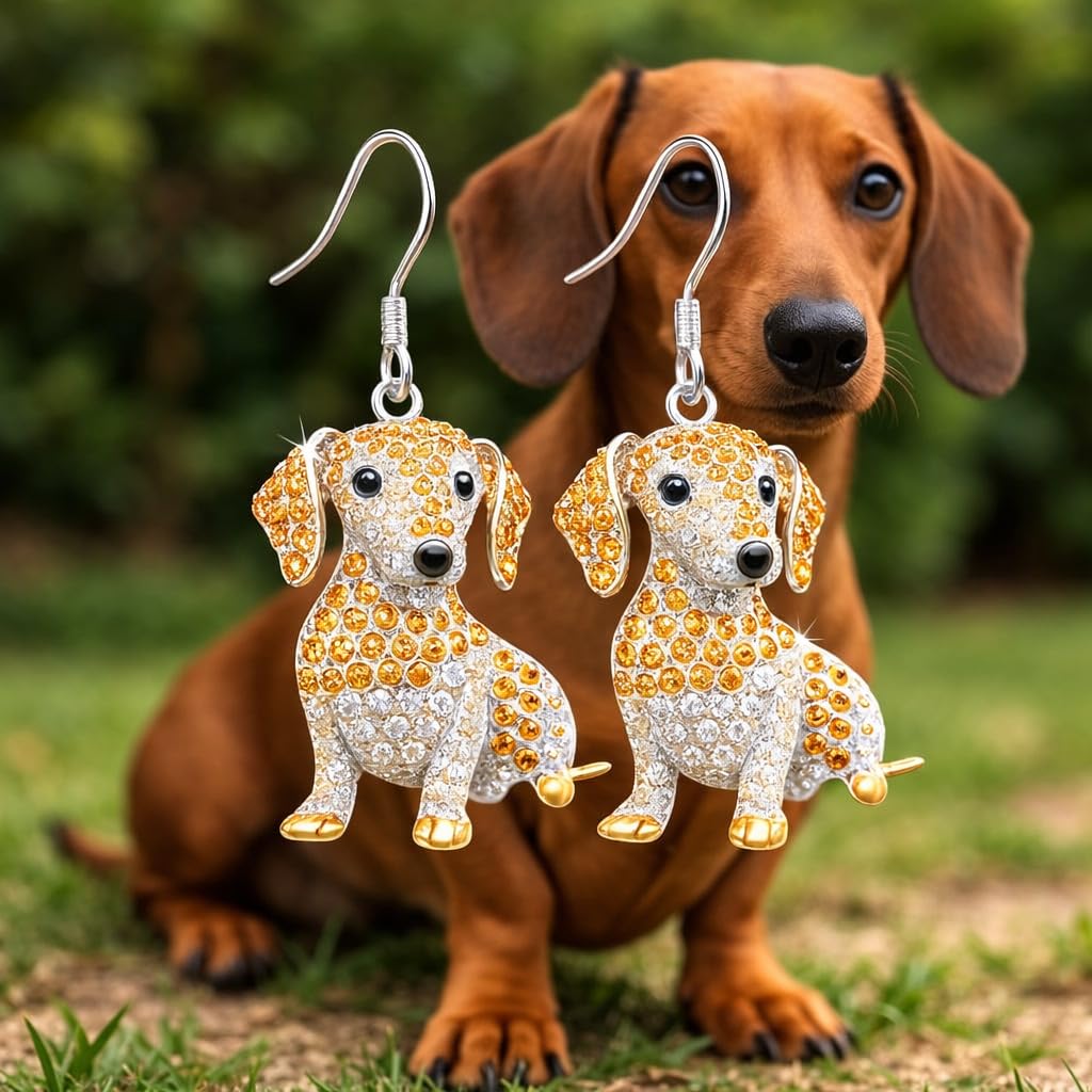 Dog Lovers' Earrings, Different Dog Breed Stud Earrings with Crystals, Rose Gold and Silver Tone - Party, Birthday, or Christmas Gift