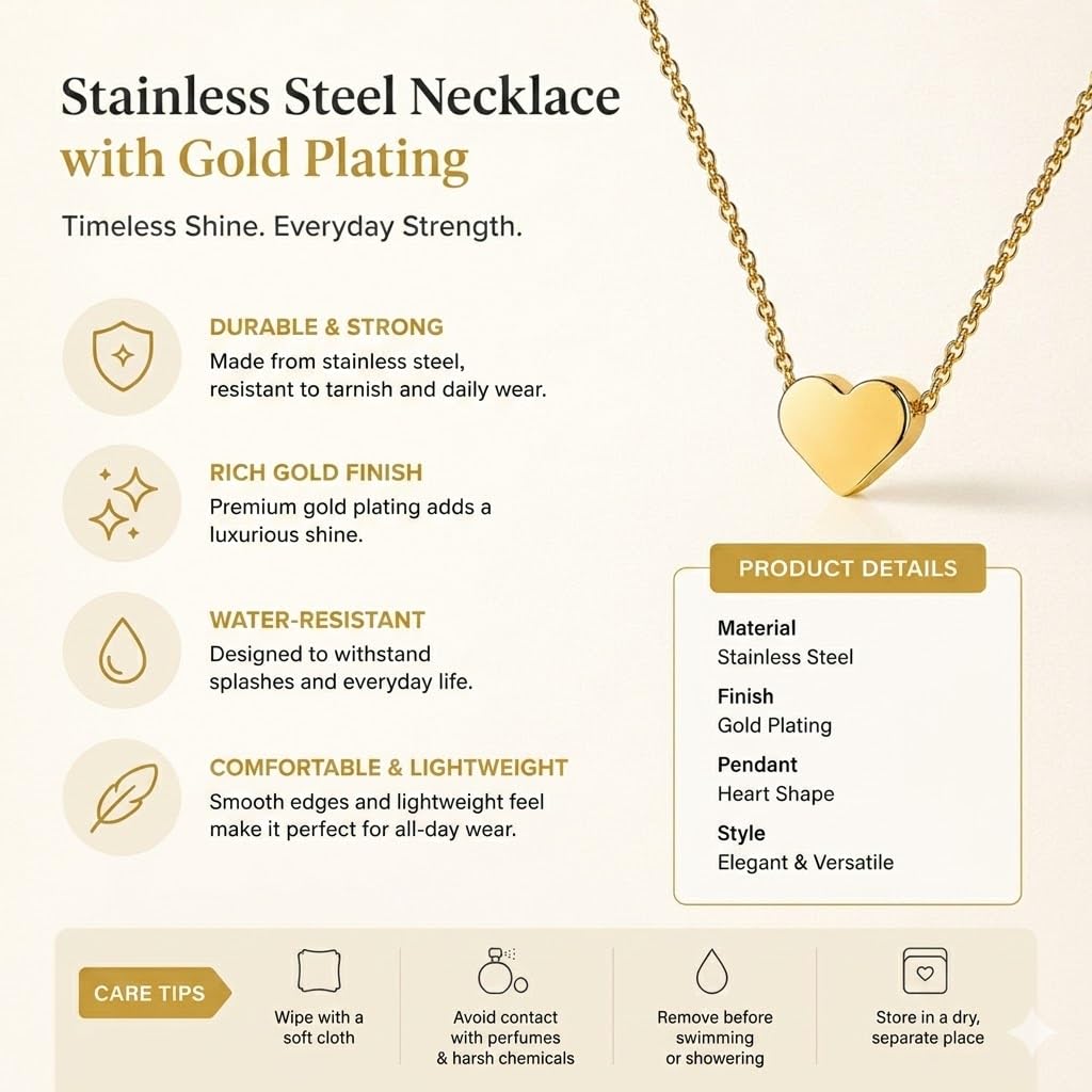 Peach Heart Pendant Necklace For Women - Enchanting Alloy Charm, Adjustable Clavicle Chain for Feminine Grace, Perfect Everyday Jewelry Accessory, Heartfelt Glamour: Petite Gold Heart Necklace - Christmas or Birthday Gift