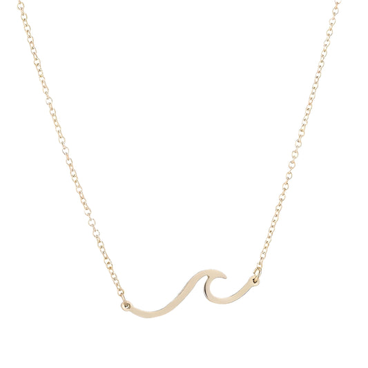 Gold Wave Design Stainless Steel Necklace, 45cm Chain Length, 1.18 inch Pendant