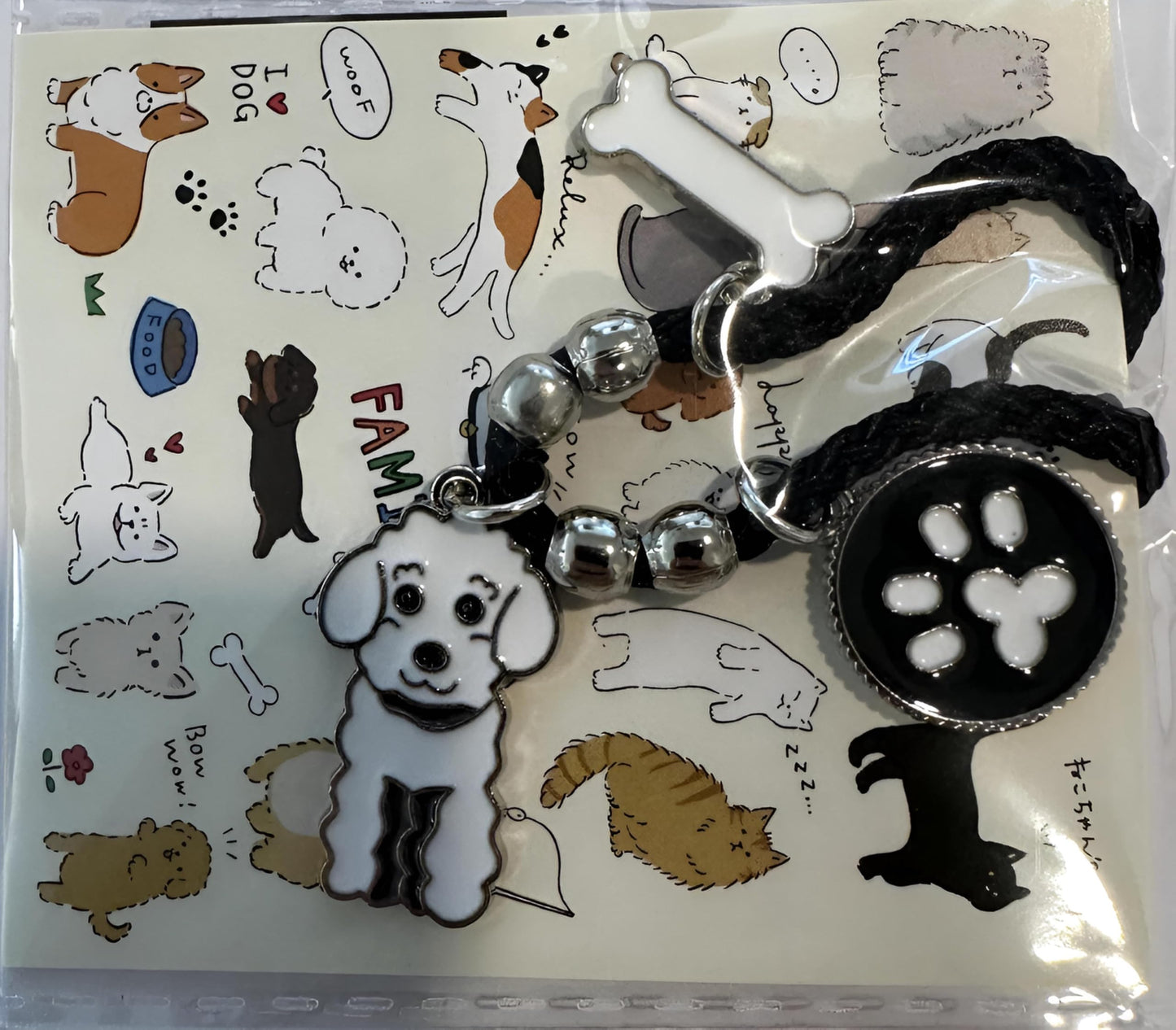Pet Charm Bracelet with Dog Charms, Black Braided Band, I Love Dogs Design - Dog Lovers' Bracelet - Different Breeds of Dogs, Pet Lover Gift for Birthday and Holiday, Durable and Long-Lasting, Hypoallergenic and Nickel-Free, Everyday Wear (Poodle Teddy)