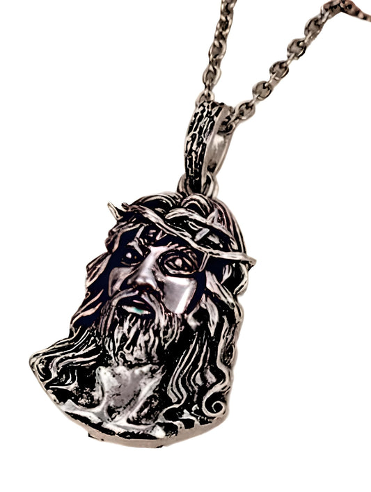 King of Style: Men's Pendant Necklace Jesus With A Crown Of Thorns Necklace Classic Christian Faith Jewelry Accessories - Timeless Christian Faith Jewelry for Men and Women with a Hip Hop Twist! - Christmas, Birthday Gift