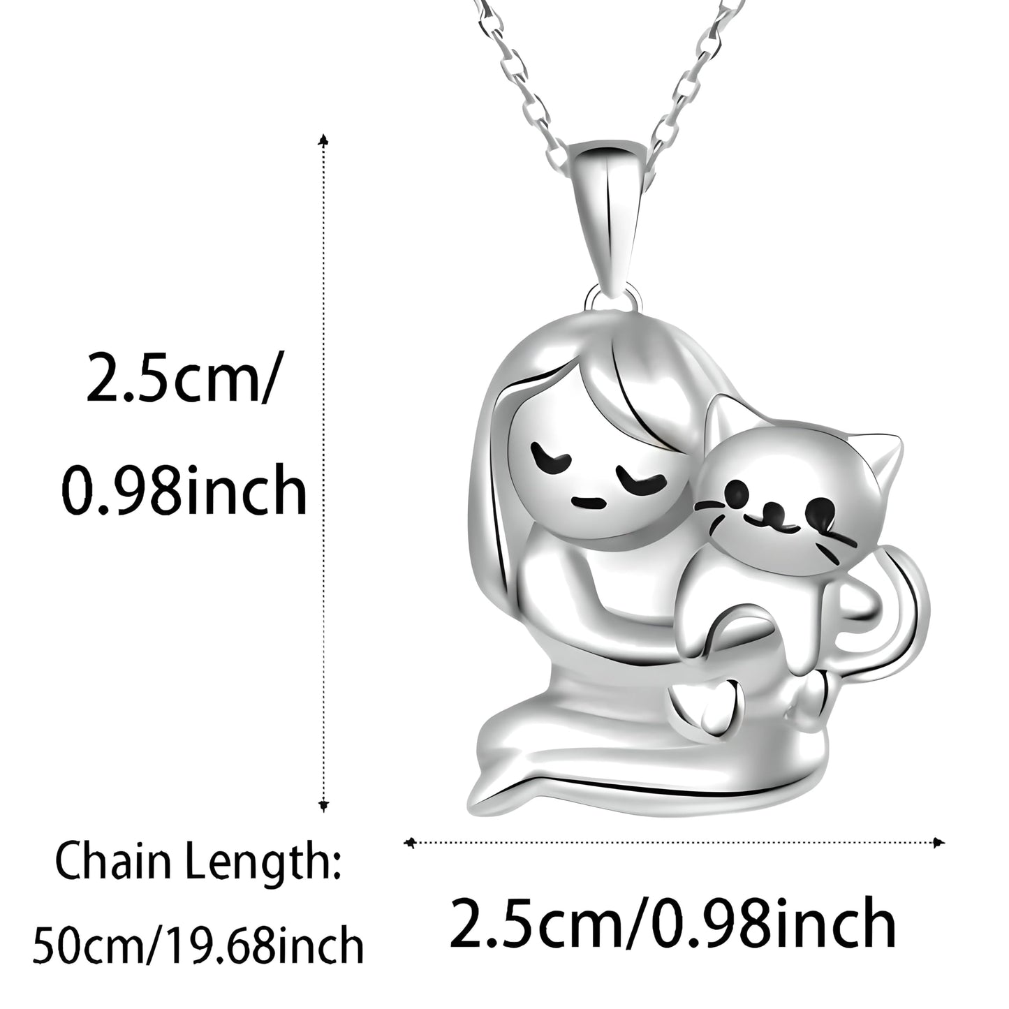 SUPAC Cute Heart Necklace, With Black Cat - Charming Cat Heart in Rose Gold - Stylish Gift for Women & Party Accessory
