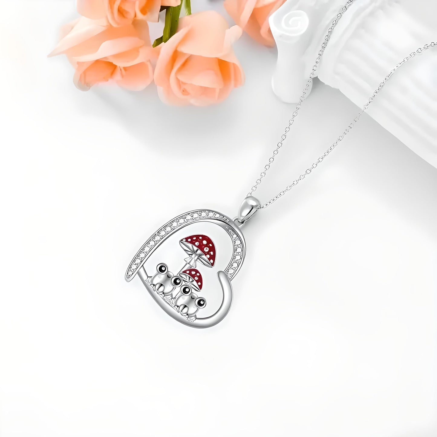 SUPAC Almost a Wonderland Mushroom and Toads Pendant Necklace, Gift for Birthday, Christmas - 3 Mushroom Variations