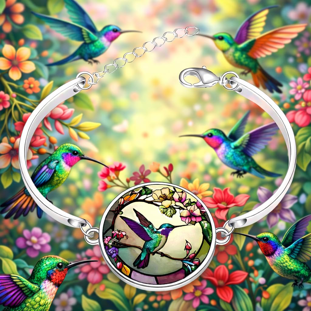 SUPAC Stunning Hummingbird Pendant Necklace - Two Humming Birds Searching for Flower - Fashionable Alloy Jewelry with Delicate Details - Birthday, Party, Gift Idea for Her
