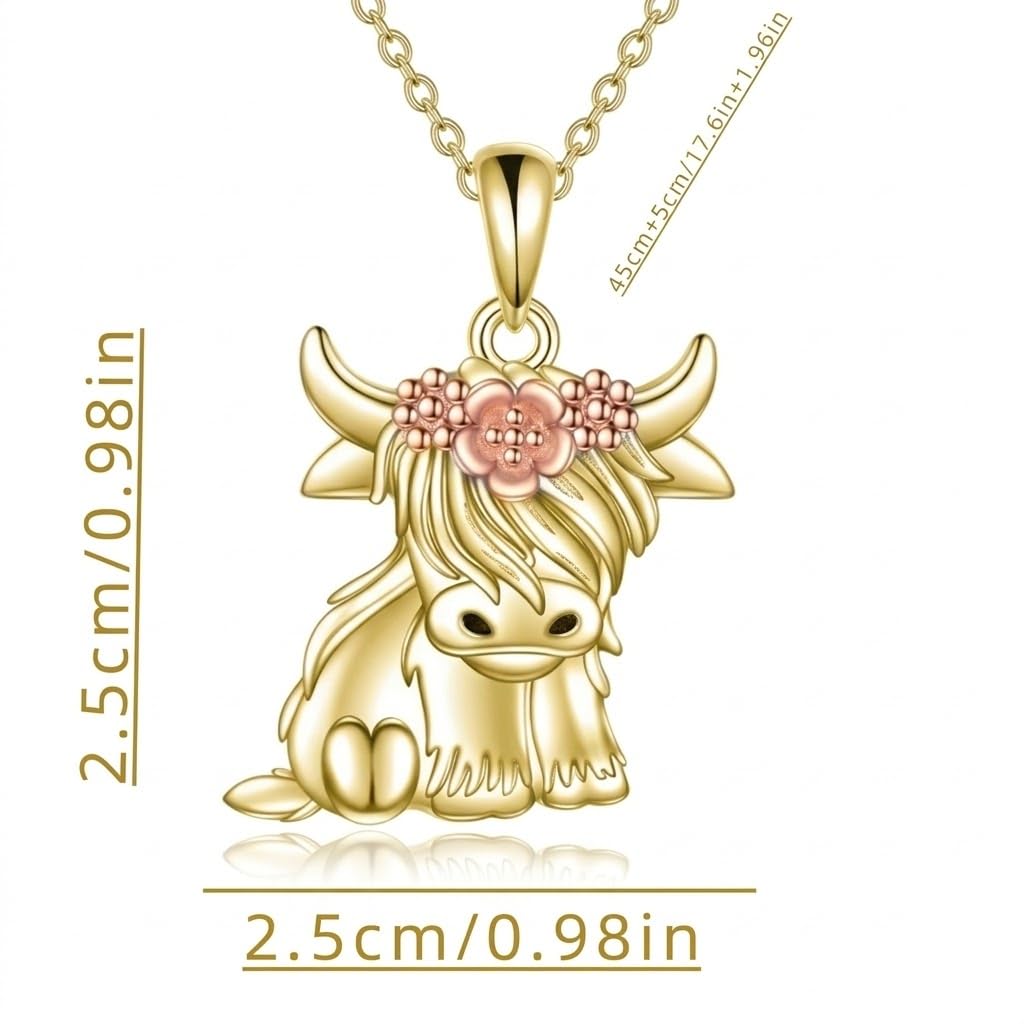 SUPAC Unique & Fashionable Cartoon Cow Necklace with Flower Pendant in White K