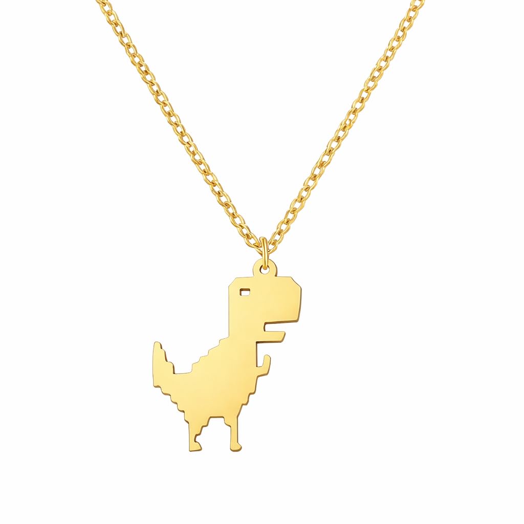 SUPAC Stainless Steel Plated T-Rex Dinosaur Pendant Necklace for Men or Women - Christmas or Birthday Gift