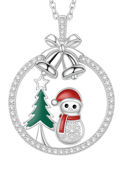 SUPAC Festive Spirit Christmas Tree Snowman and Bells Pendant Necklace, Party Gift for Women