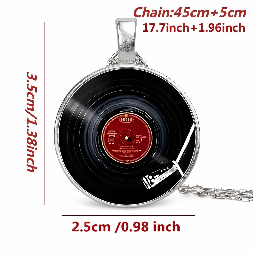 SUPAC Unique Music Record Pendant Necklace - Avant-Garde Fashion Accessory, Eye-Catching Design for Men and Women - Birthday, Christmas Gift or Personalized Jewelry