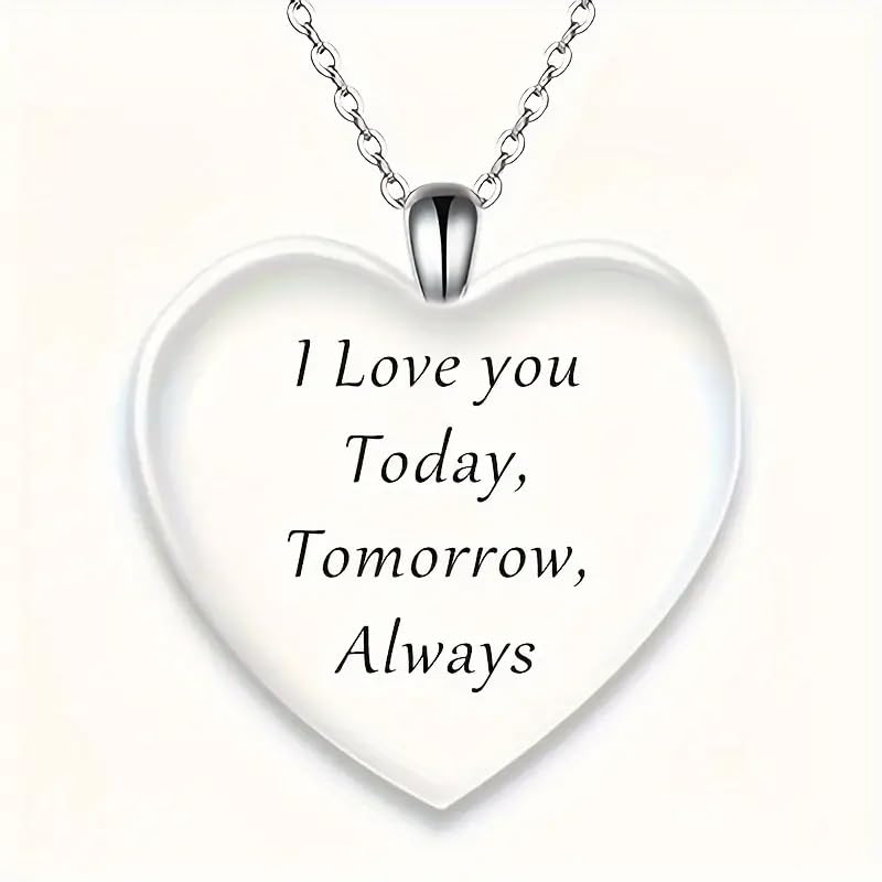 SUPAC 3 Cute Cuddily Kittens with Flowers Heart Pendant Necklace, Stainless Steel Necklace, 'I Love you Today, Tomorrow, Always' Engraved - Christmas, Holiday, or Birthday Gift