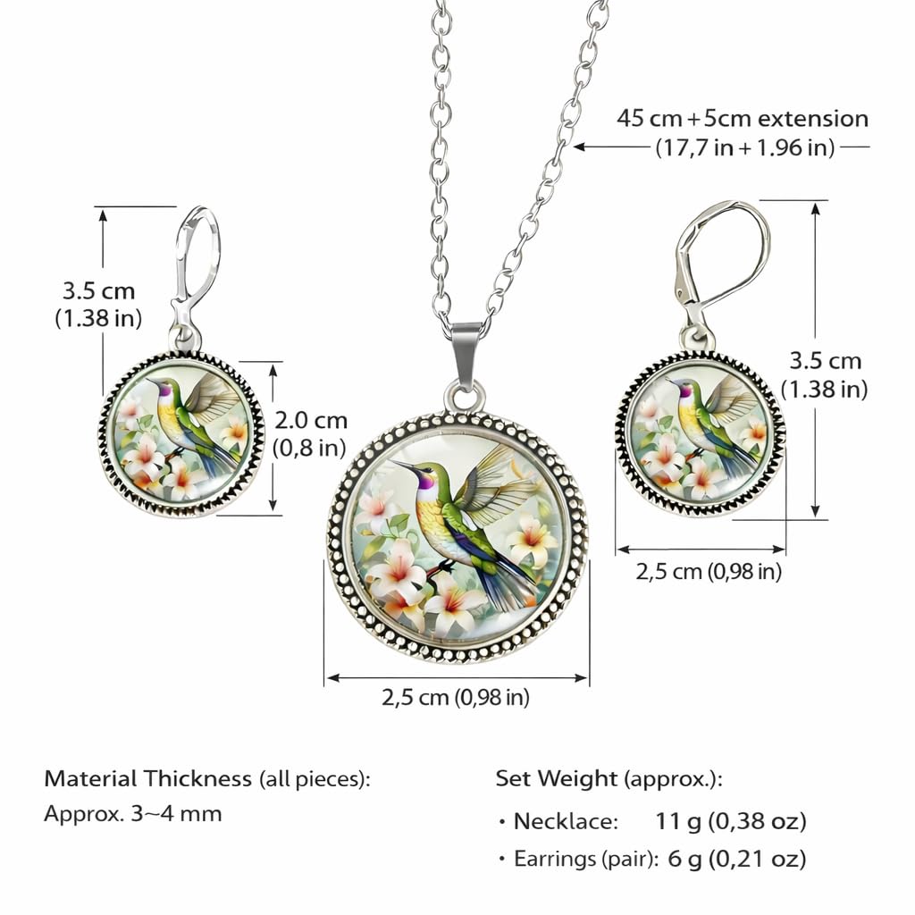 SUPAC Stunning Hummingbird Pendant Necklace - Two Humming Birds Searching for Flower - Fashionable Alloy Jewelry with Delicate Details - Birthday, Party, Gift Idea for Her